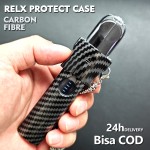 Serat karbon RELX tekstur kotak perlindungan penuh melindungi perangkat RELX kompatibel tak terhingga penting perangkat Phantom